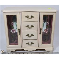 JEWELRY BOX WITH 2 DOORS AND 4 DRAWERS