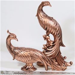 SET OF 2 COPPERCRAFT PEACOCKS