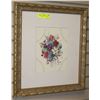 Image 1 : 265) LARGE FRAMED PRINT WITH FLOWERS