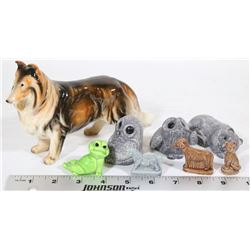 SET 9 ANIMALS DOG, HORSES, OWLS