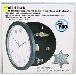 NEW BLACK WALL CLOCK SAFE WITH HIDDEN COMPARTMENT