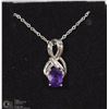 Image 1 : #2 GENUINE AMETHYST PENDANT & NECKLACE