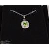 Image 1 : #10 GENUINE PERIDOT PENDANT,CZ & NECKLACE