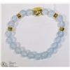 Image 1 : #124 BLUE AQUAMARINE BEAD BRACELET 7.5"