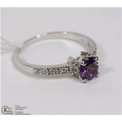 #79 PURPLE AMETHYST & CZ GEMSTONE RING