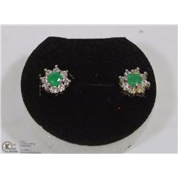 #78 GREEN EMERALD & CZ  GEMSTONE EARRINGS