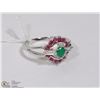 Image 1 : #88  RUBY,EMERALD,CZ RING