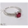 Image 1 : #56 RED RUBY,CZ GEMSTONE RING