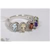 Image 1 : #154 GENUINE STONES RING .925 STERLING SILVER