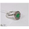 Image 1 : #73GREEN EMERALD & CZ  GEMSTONE RING