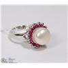 Image 1 : #97 AKOYA PEARL ,RUBY RING