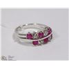 Image 1 : #63 RED RUBY,CZ GEMSTONE RING