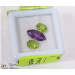 # 140 NATURAL GREEN PERIDOT & AMETHYST 3.5CT