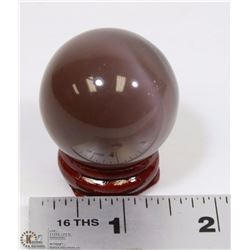 #128  PURPLE CAT EYE QUARTZ CRYSTAL SPHERE BALL