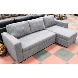 NEW GREY FABRIC "L" SHAPED PULL OUT SECTIONAL