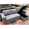 Image 2 : NEW GREY FABRIC "L" SHAPED PULL OUT SECTIONAL