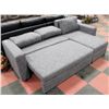 Image 3 : NEW GREY FABRIC "L" SHAPED PULL OUT SECTIONAL