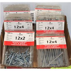 LOT OF 5 BOXES OF 12X 4 WOOD SCREWS AND 1 BOX