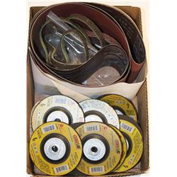 BOX OF ASST SANDING PAPERS AND CGW CUTTING DISCS