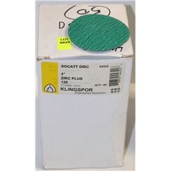 BOX OF KLINGSPOR SOCATT 120 GRIT SANDING DISCS