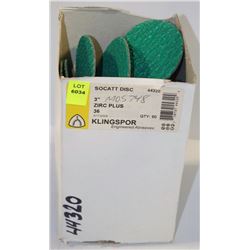 BOX OF KLINGSPOR SOCATT 36 GRIT SANDING DISCS