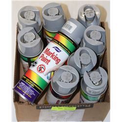 BOX OF 9 AERVOE MARKING PAINT CANS SILVER