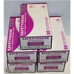 LOT OF 5 BOXES OF XXL DISPOSABLE GLOVES