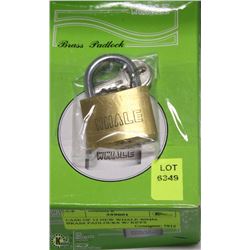 CASE OF 12 NEW WHALE 40MM BRASS PADLOCKS W/ KEYS