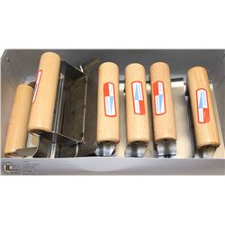 BOX WITH SIX 6" WOODEN HANDLE  TROWELS