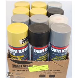 BOX OF 12 DEMI COTE SPRAY PAINT CANS ASST COLORS