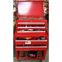 RED STEEL 5-DRAWER ROLLING LOCKABLE