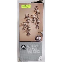 SET OF 2 IRON SWIRL WALL SCONCES