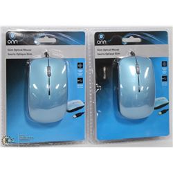 CASE WITH 2 NEW BLUE SLIM OPTICAL MICE