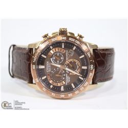 CITIZEN ECO-DRIVE BROWN LEATHER DIAL CHRONOGRAPH