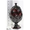 Image 1 : ESTATE CRANBERRY GLASS EGG SHAPED CANDY DISH