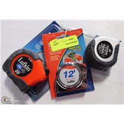 LOT OF 3 ASST LENGTH LUFKIN TAPE MEASURES