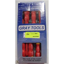 6 PIECE SET OF GRAY TOOLS INSULATED SCREWDRIVERS