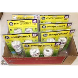 BOX OF GE ENERGY SMART FLUORESCENT LIGHTS