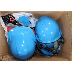 LOT OF 10 BRIGHT BLUE HARD HATS