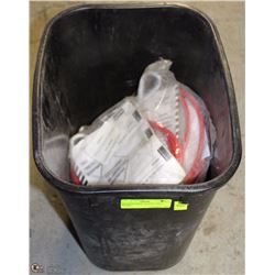 BIN WITH 6 NEW SAFETY CABLE SLINGS