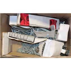 BOX OF ASSORTED FASTENERS AND MORE