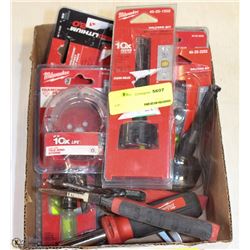 BOX OF ASST MILWAUKEE BITS/CUTTERS/SCREWDRIVER