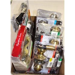 BOX OF ASST DOOR HANDLE LOCKING SETS AS IS
