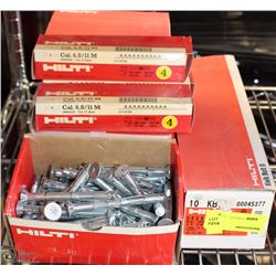 LOT OF ASST HILTI BOLTS/CAPS AND MISC