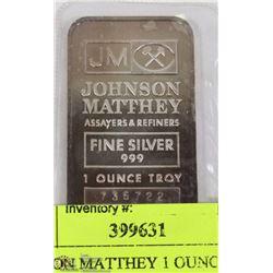 JOHNSON MATTHEY 1 OUNCE SILVER BAR