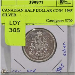 CANADIAN HALF DOLLAR COIN  1965       SILVER