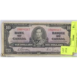 1937 CANADIAN $10  DOLLAR BILL