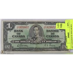 1937 CANADIAN $1 DOLLAR BILL