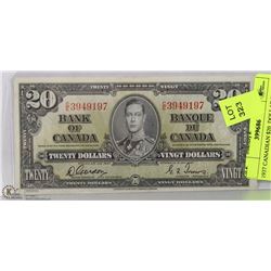 1937 CANADIAN $20  DOLLAR BILL