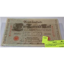 1910 GERMAN UNCIRCULATED 1000 MARK BANK NOTE